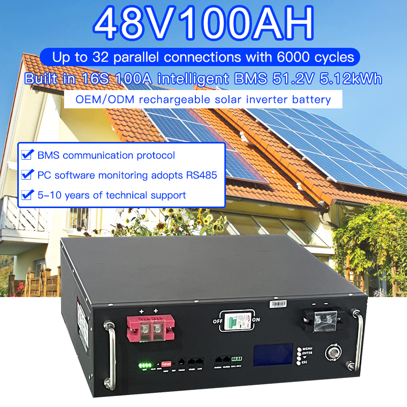 Lifepo4 48v 100ah 51.2v 10kwh 20kwh 5u Lfp Rack-mounted Lithium Battery Pack For Home Solar Energy System